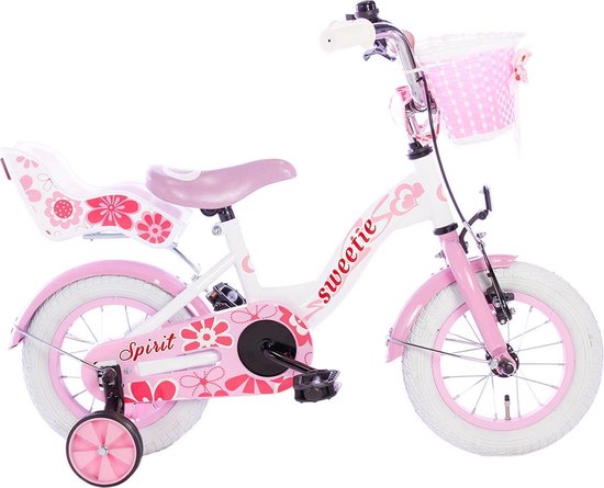 Spirit Sweetie Meisjesfiets Wit-Roze 14 inch