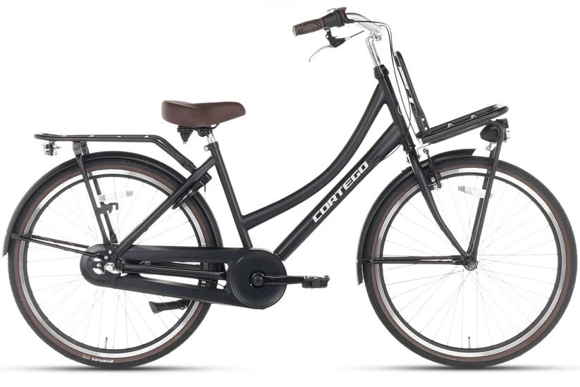 Cortego Cargo Meisjesfiets 26 inch - 3 Versnellingen - Mat-Zwart