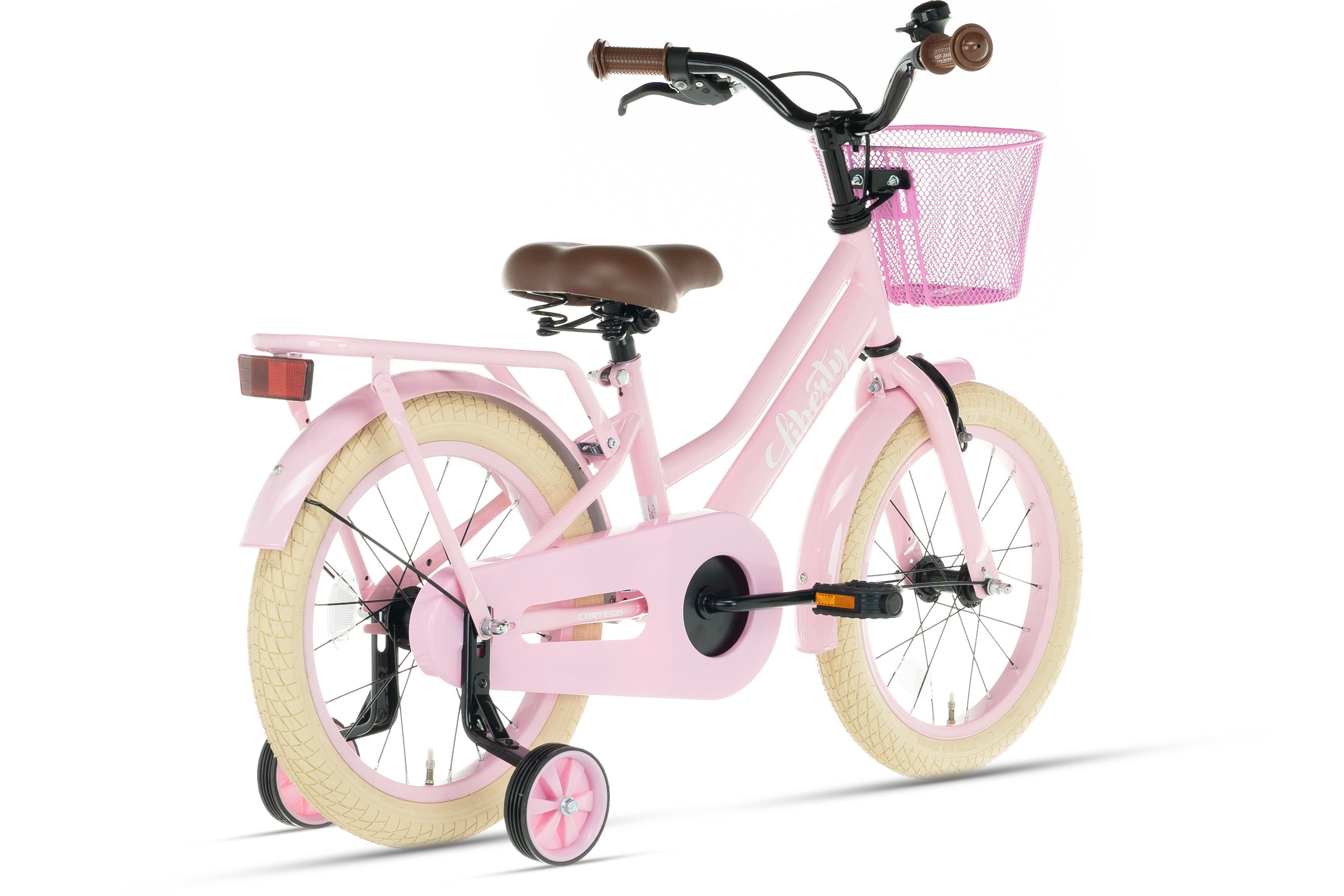 Cortego Liberty meisjesfiets Roze 14 inch + mand