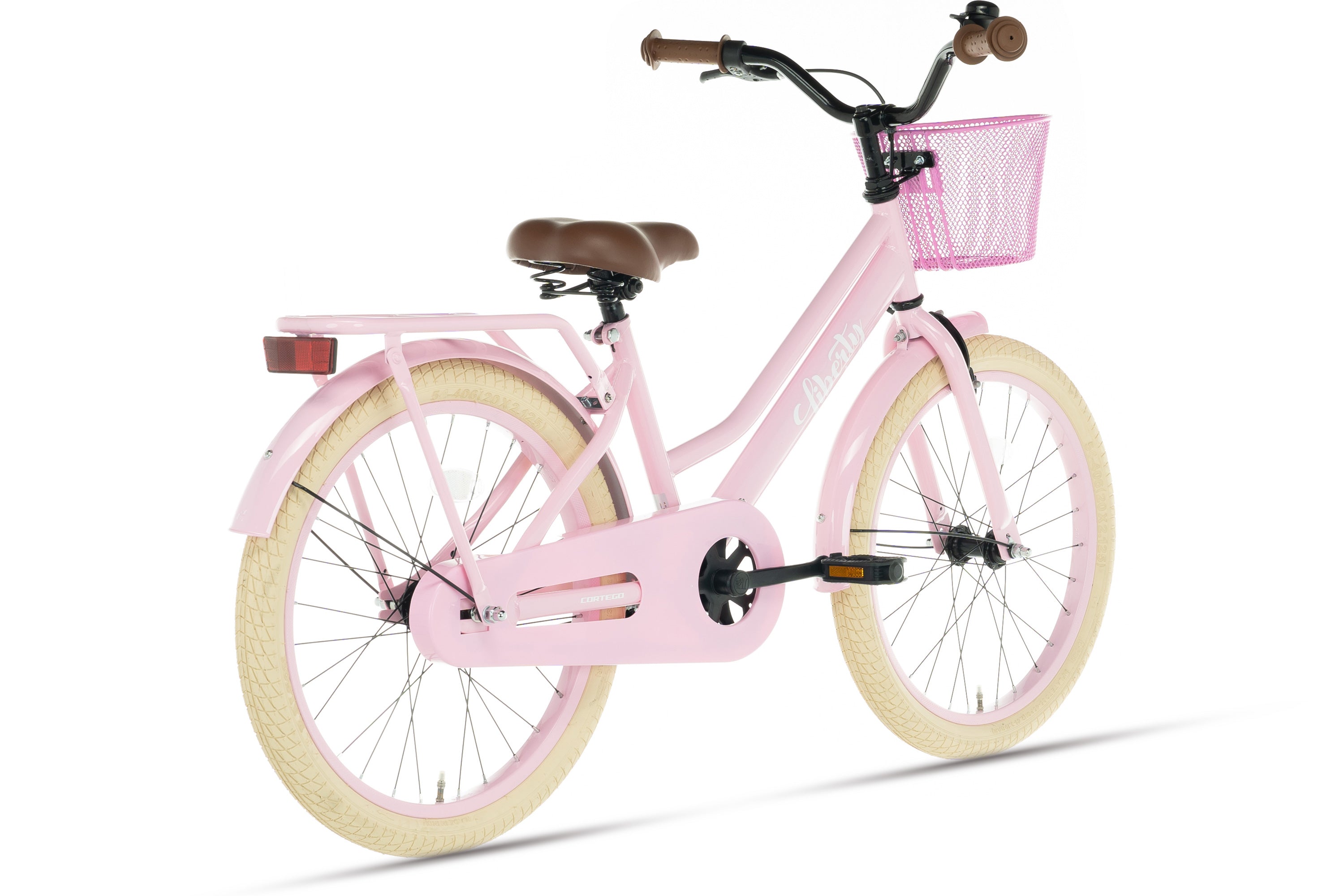 Cortego Liberty meisjesfiets Roze 20 inch + mand