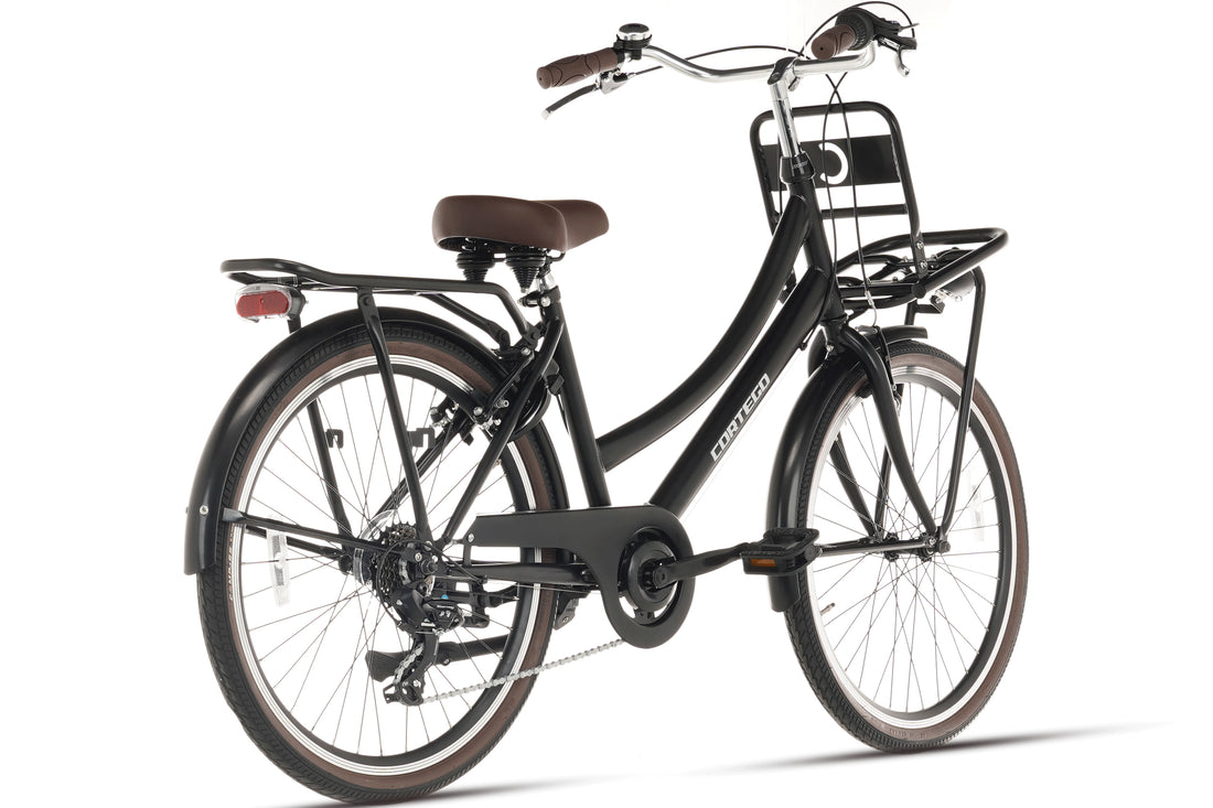 Cortego Transporter Meisjesfiets 24 inch - 7 Versnellingen - Mat-Zwart