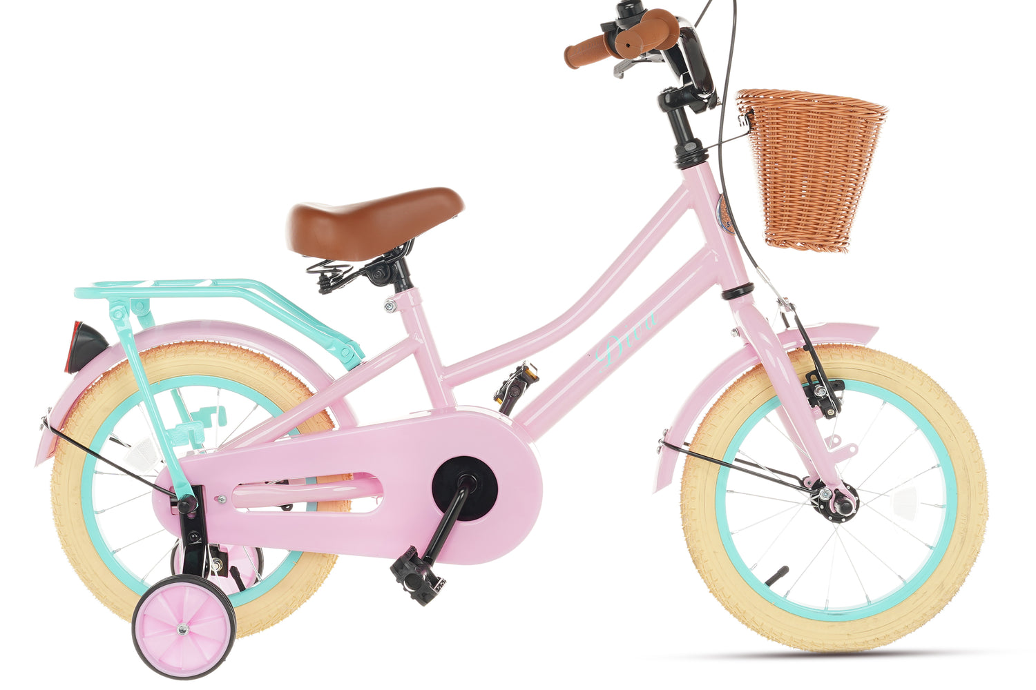 Spirit Diva Meisjesfiets Roze Groen 12 Inch Mand