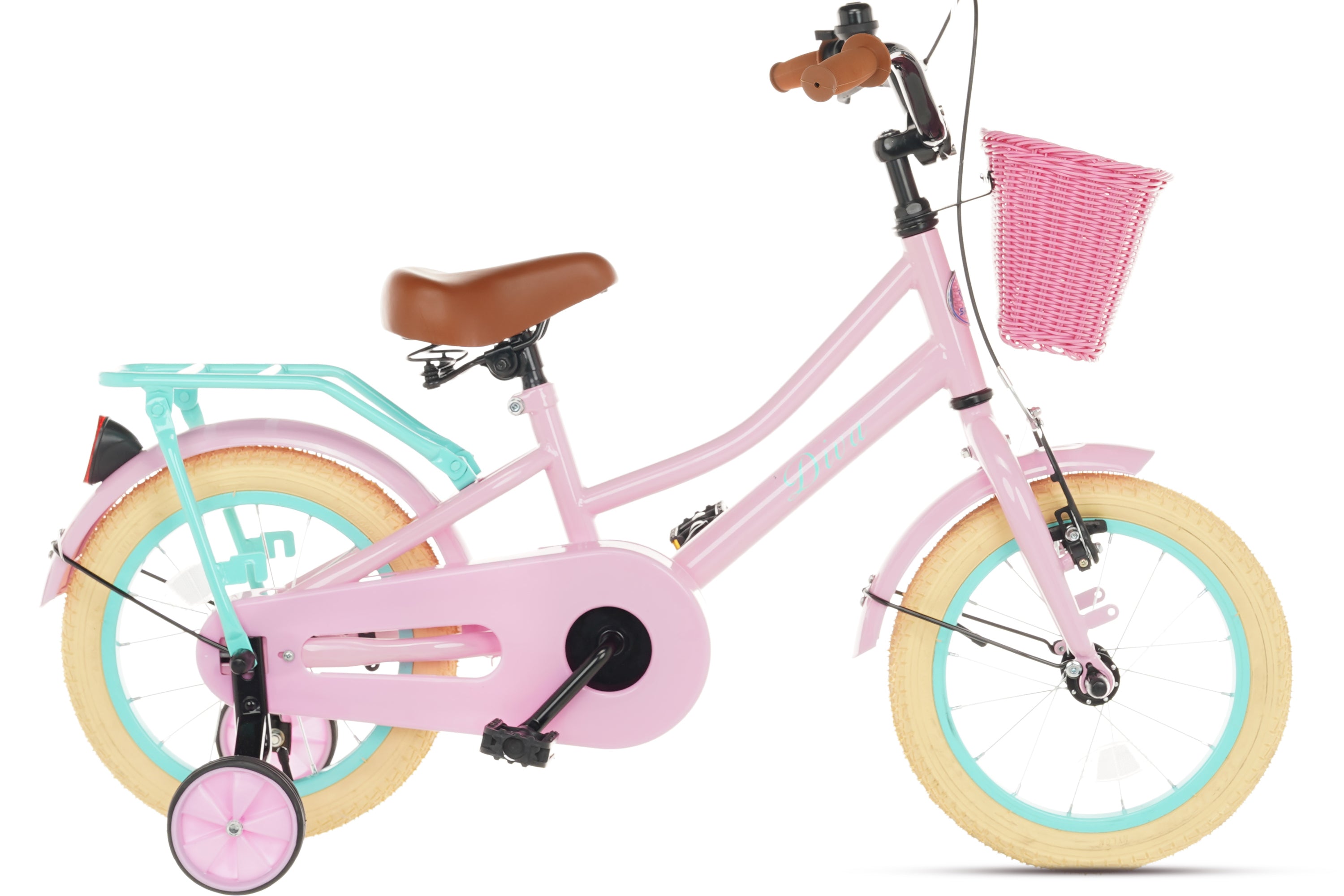 Spirit Diva Meisjesfiets Roze Groen 12 Inch Mand