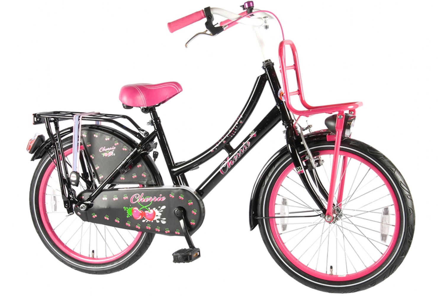Volare Cherry Zwart-Roze 20 - Meisjesfiets City-Bikes.nl